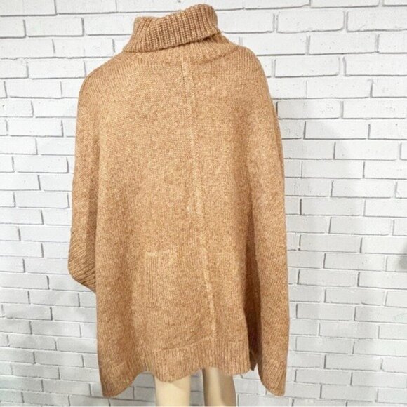 J. Crew Alpaca Blend Relaxed Turtleneck Poncho Sweater Heather Desert Tan - Picture 4 of 9